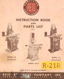 Reid Bros.-Reid 618H, Surface Grinder, Instruction Parts and Wiring Schematics Manual 1964-618 H-03